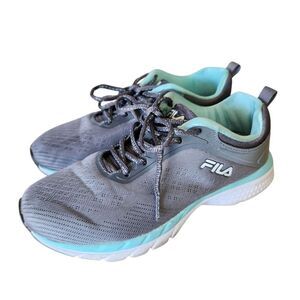 Fila Womens Gray and Turqoise Sneakers with Breathable Mesh Size 7